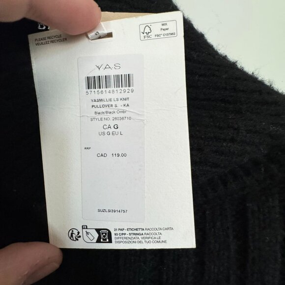 YAS high neck knitted jumper midi dress in black with contrast stitch - Picture 5 of 6